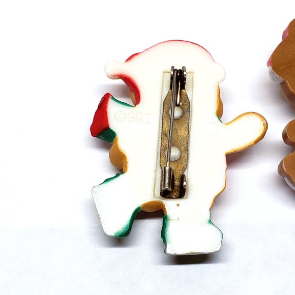 Vintage RUSS Gibson Christmas Teddy Bear Pin Lot Set x3 Stocking Santa Skates - Picture 5 of 6